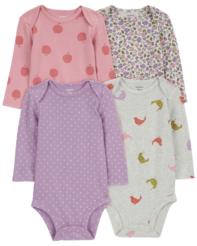 Kit body bebê 4 peças floral e poá multicor | Carter's