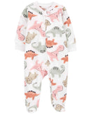 Macacão bebê fleece pézinhos dinossauros branco | Carter's