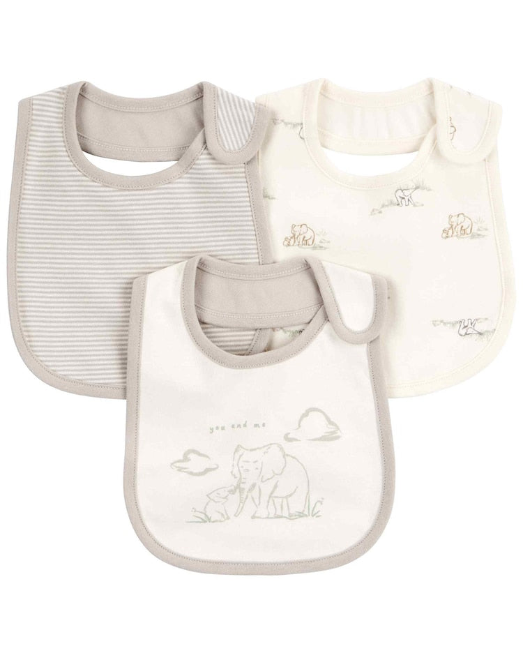 Kit babador bebê 3 peças elefante listrado multico