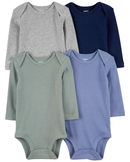 Kit body bebê 4 peças manga longa liso básico multicor |