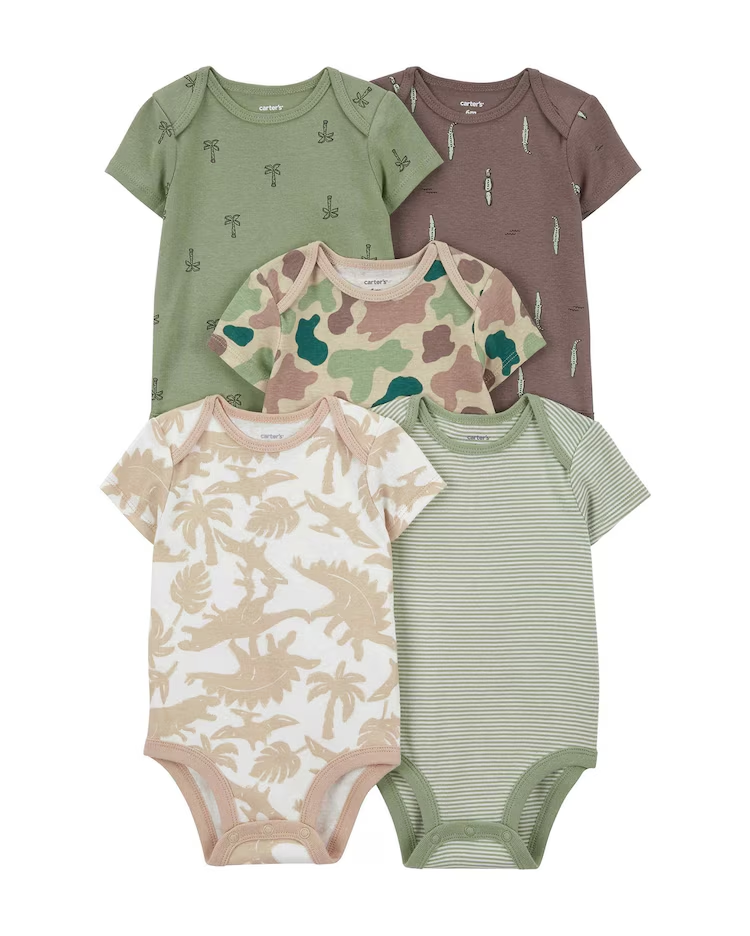 Kit body bebê 5 peças camuflado jacaré multicor |