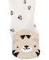 Macacão pijama infantil em fleece de patinhas bichinho off-white |