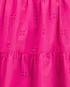 Vestido infantil evasê em laise rosa |