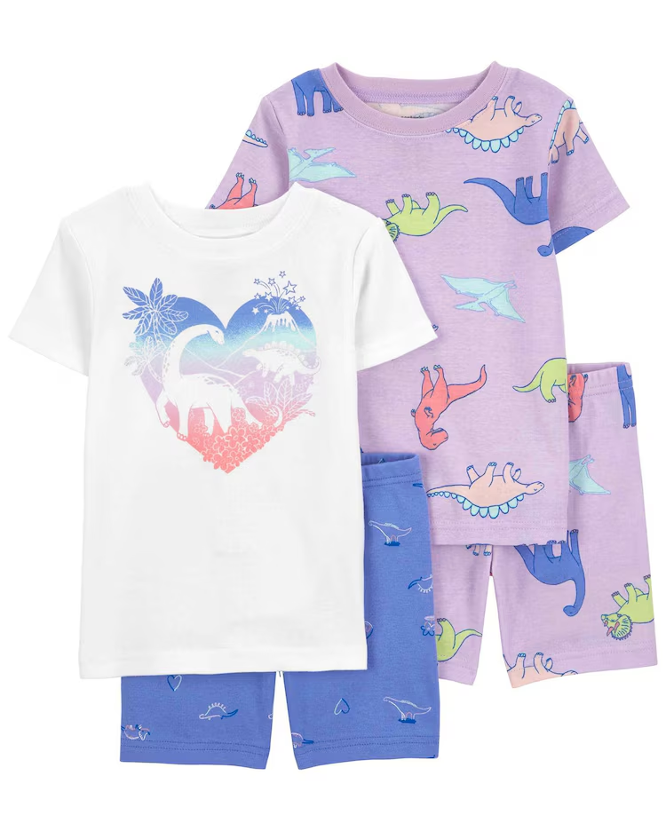 Pijama curto infantil 4 peças dinossauros multicor |