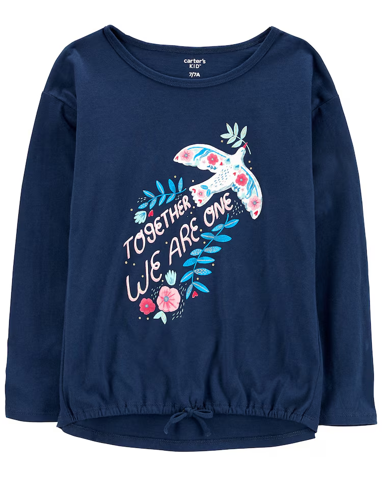 Camiseta infantil com amarração we are one azul |