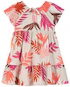 Vestido infantil evasê folhagem multicor |