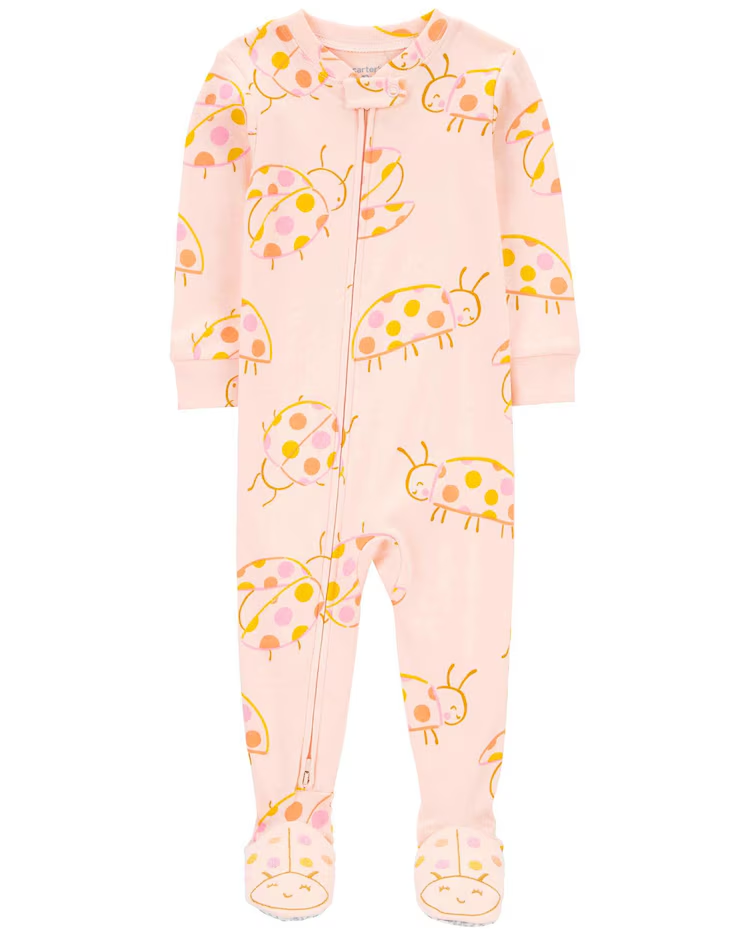 Macacão pijama infantil com pezinho joaninha rosa |