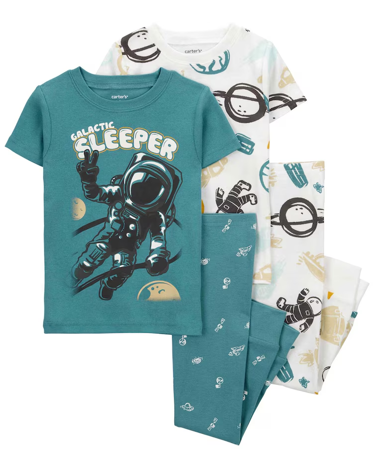 Pijama longo infantil 4 peças manga curta galactic sleeper multicor |