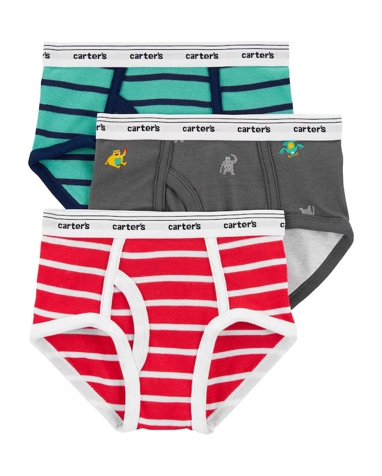 Kit Cueca Infantil  3 Peças Boxer Multicor