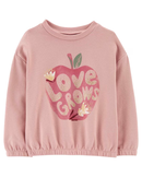 Blusão bebê moletom fechado Love Grows rosa | Carter's