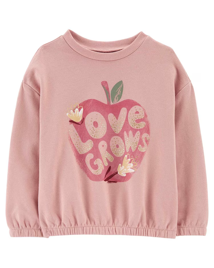 Blusão bebê moletom fechado Love Grows rosa | Carter's