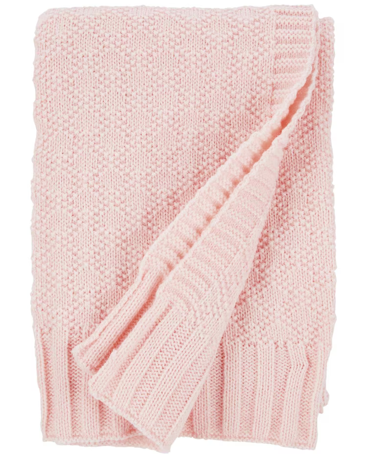 Cobertor bebê de tricot trabalhado rosa