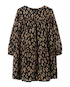 Vestido infantil evasê animal print com manga longa preto |