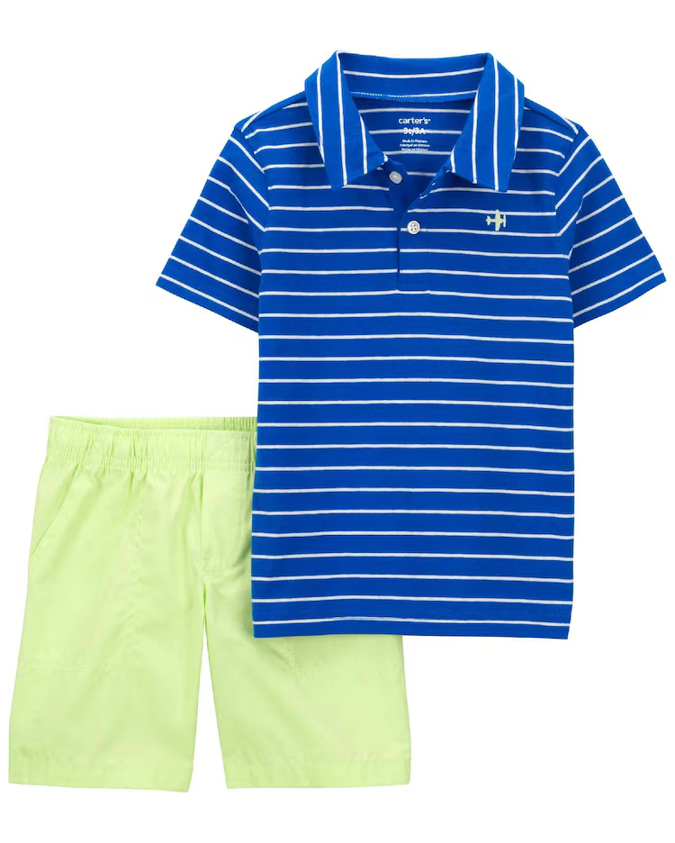 Conjunto curto infantil 2 peças avião multicor |