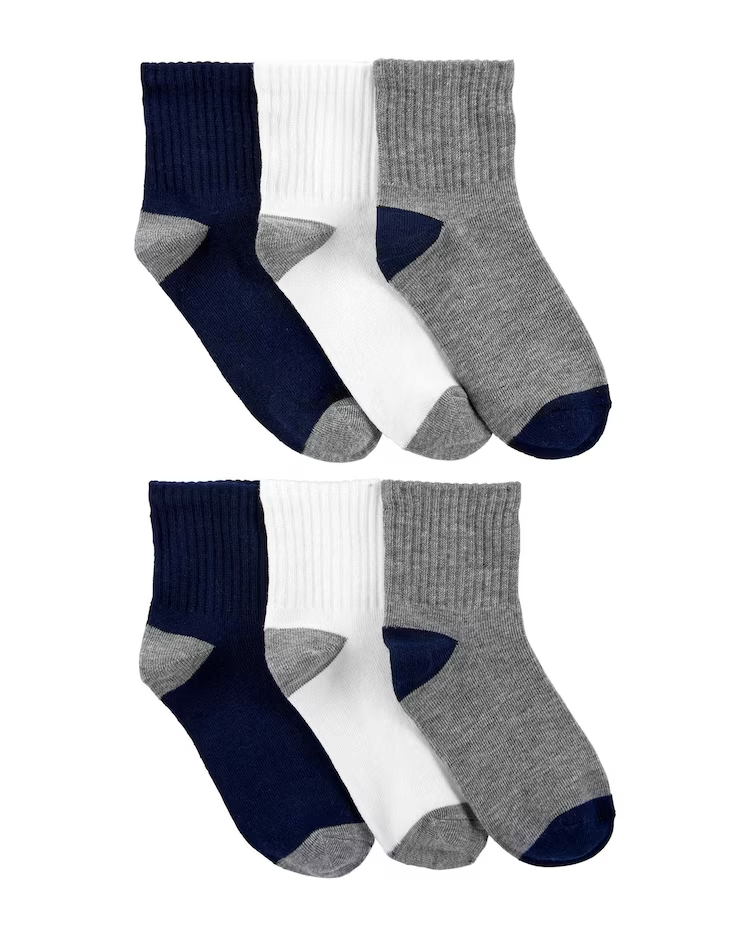 Kit Meia 6 Pares - Azul/Branco/Cinza