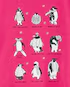 Pijama longo infantil 2 peças fleece xadrez pinguim rosa |