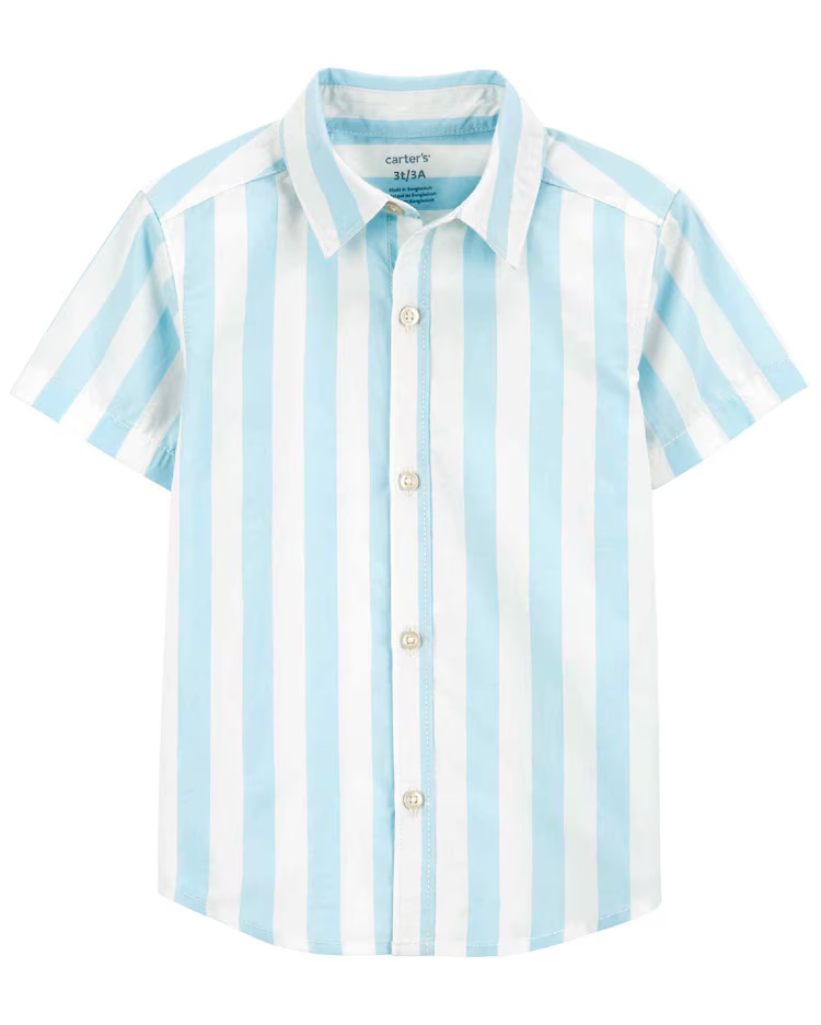 Camisa infantil com colarinho listrada azul |