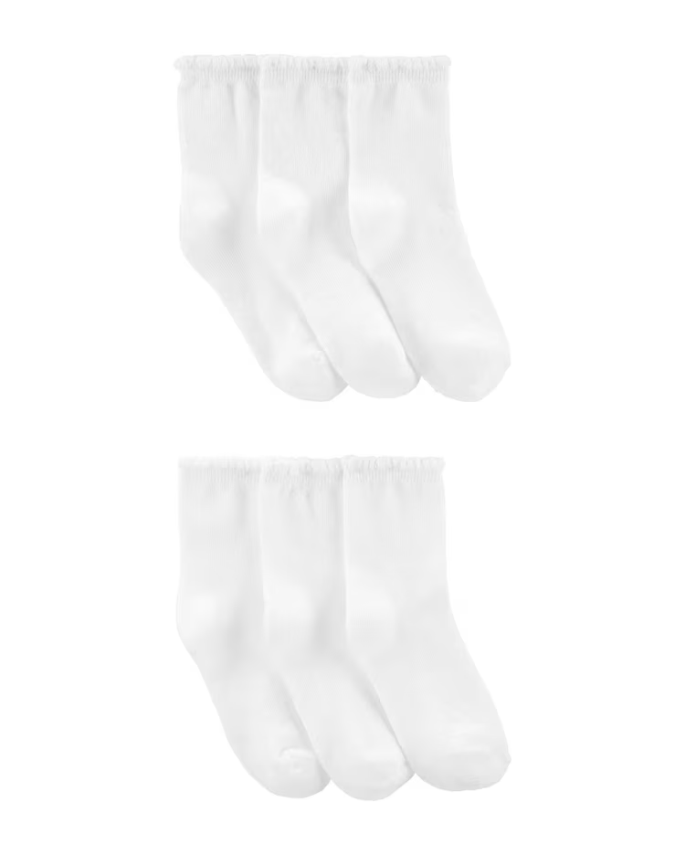 Kit meia infantil 6 pares lisas branco |