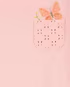 Camiseta infantil manga longa com babado e bolso rosa |