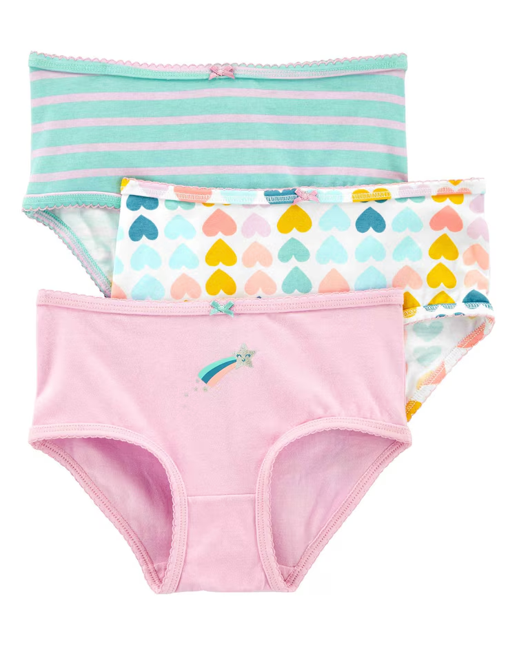 Kit calcinha infantil 3 peças corações rosa |