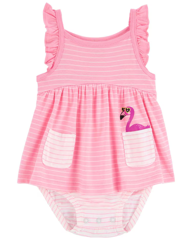 Banho de sol bebê com flamingo listrado rosa | Carter's