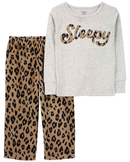 Pijama longo infantil 2 peças fleece onça multicor |