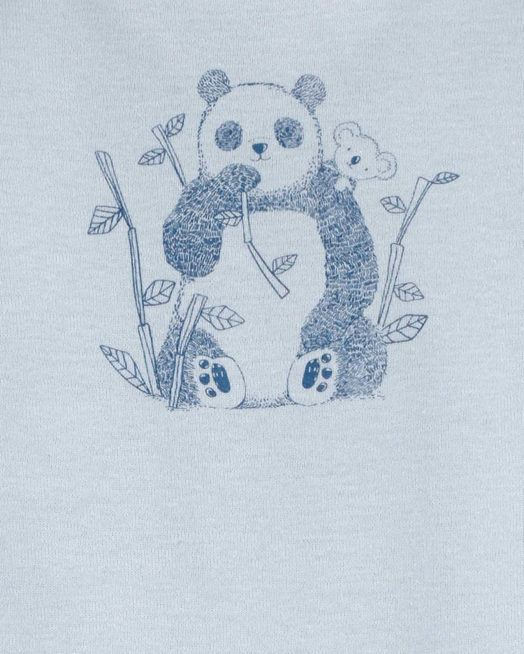 Kit body bebê 5 peças ombros transpassados panda multicor