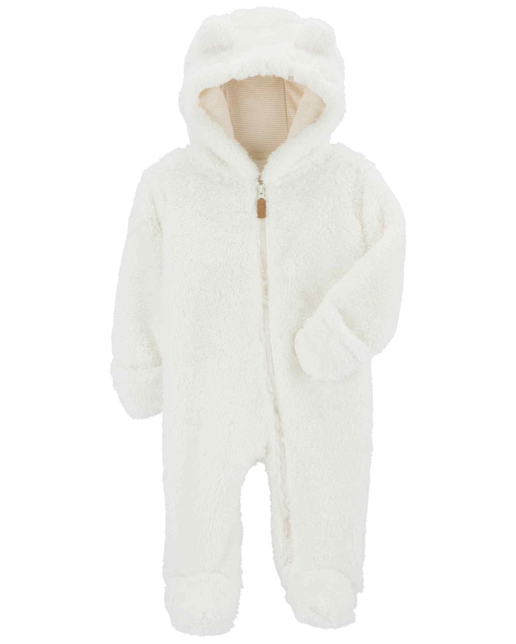Macacão bebê sherpa com capuz de urso bege | Carter's