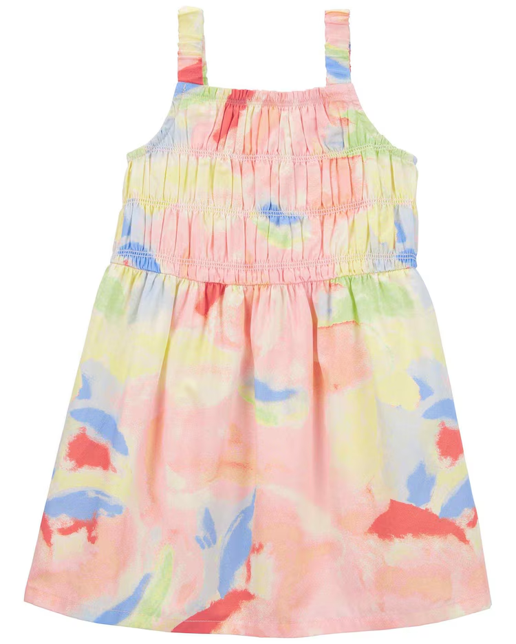 Vestido infantil tie-dye com elástico multicor |