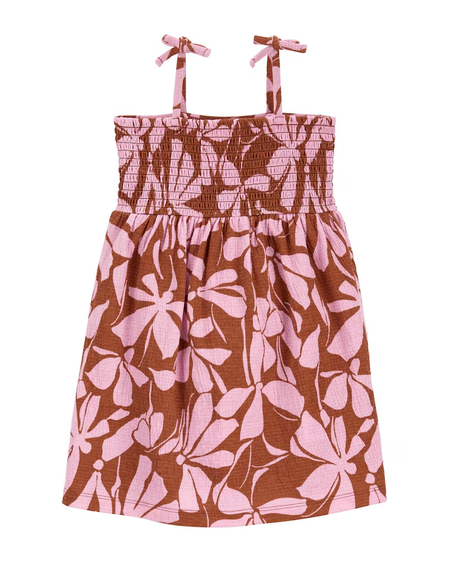 Vestido infantil floral lastex marrom |